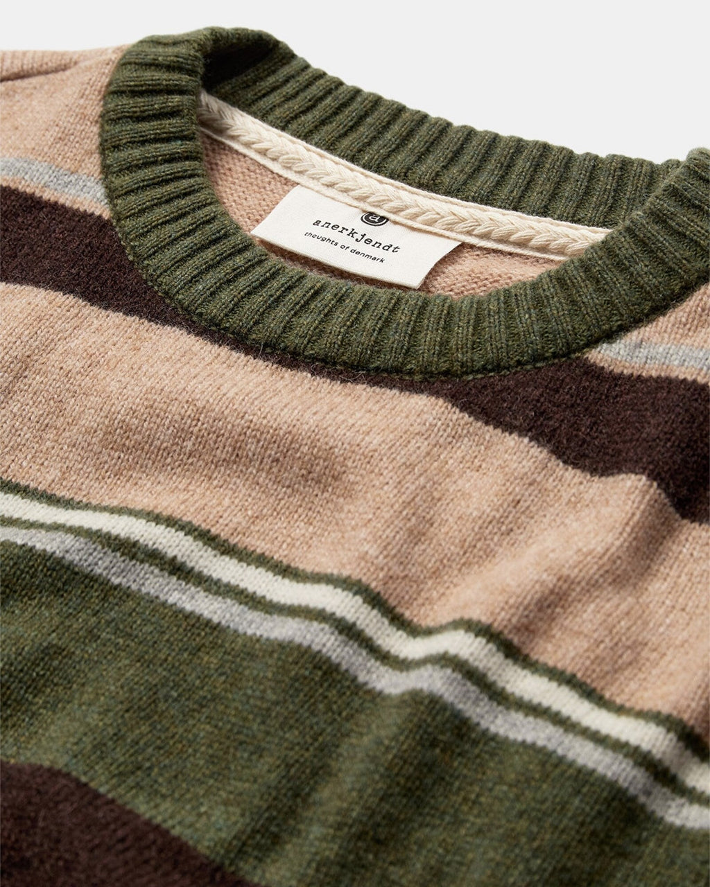 Jersey Anerkjendt Aksune Jac Stripe Lambswool Knit Forest Night