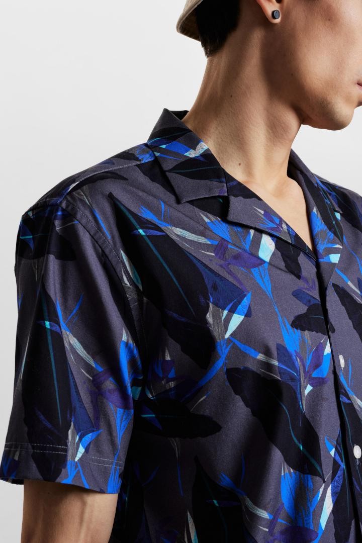 Camisa Anerkjendt Akleo Poplin AOP Bonnie Blue