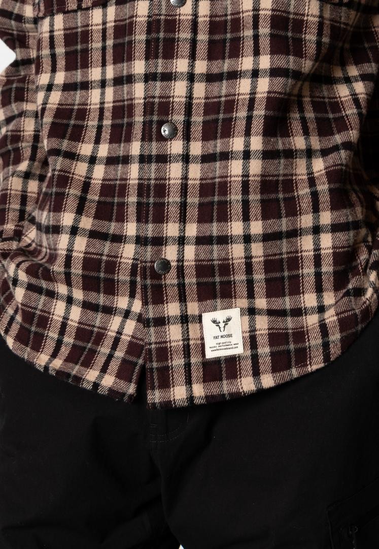 Camisa Fat Moose Adrian Cotton Check Dark Plum/Ecru