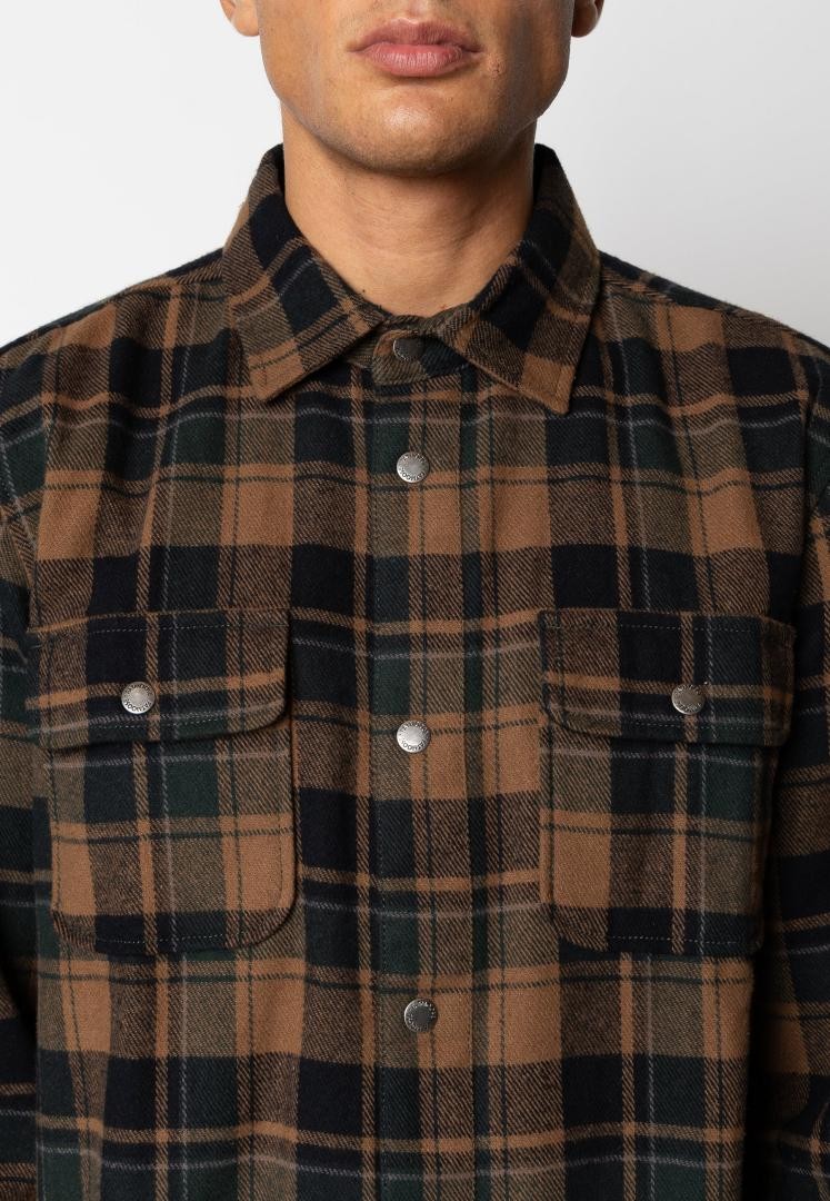 Camisa Fat Moose Adrian Cotton Check Deep Green/Dark Khaki