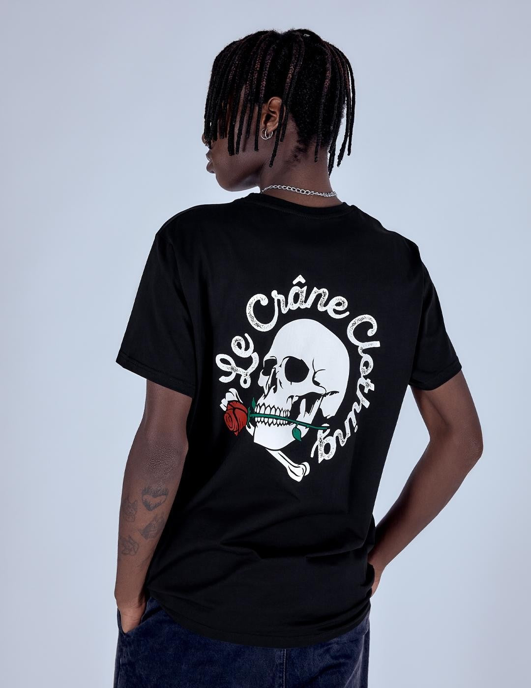 Camiseta Le Crane Skull And Roses Negro
