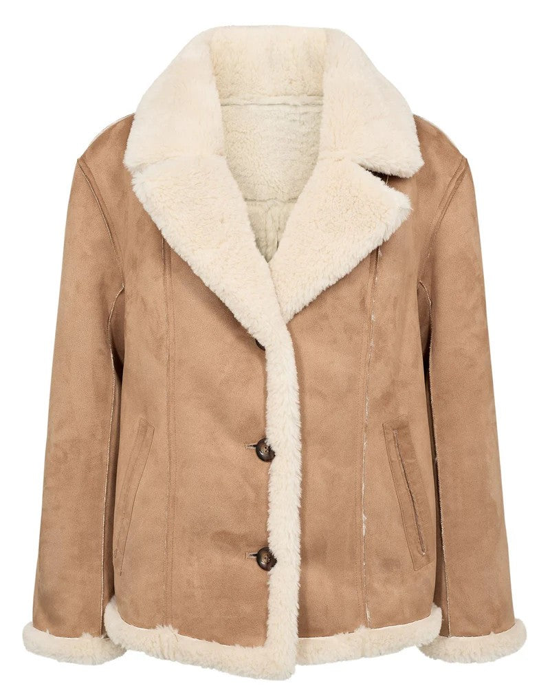 Chaqueta Nümph Nueliotta Reversible Cognac