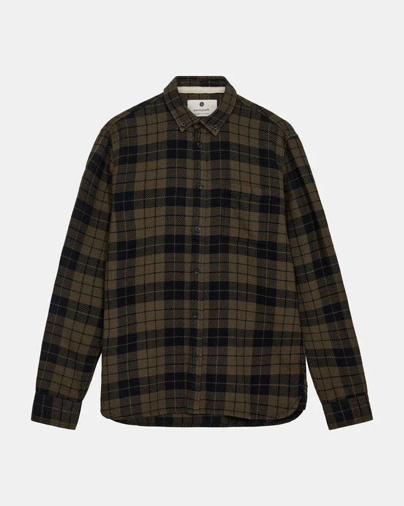 Camisa Anerkjendt Akleif Twill check Shirt Forest Night