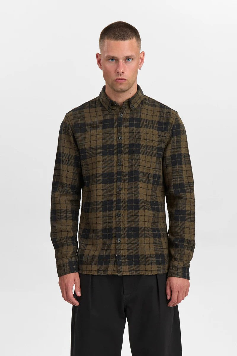 Camisa Anerkjendt Akleif Twill check Shirt Forest Night
