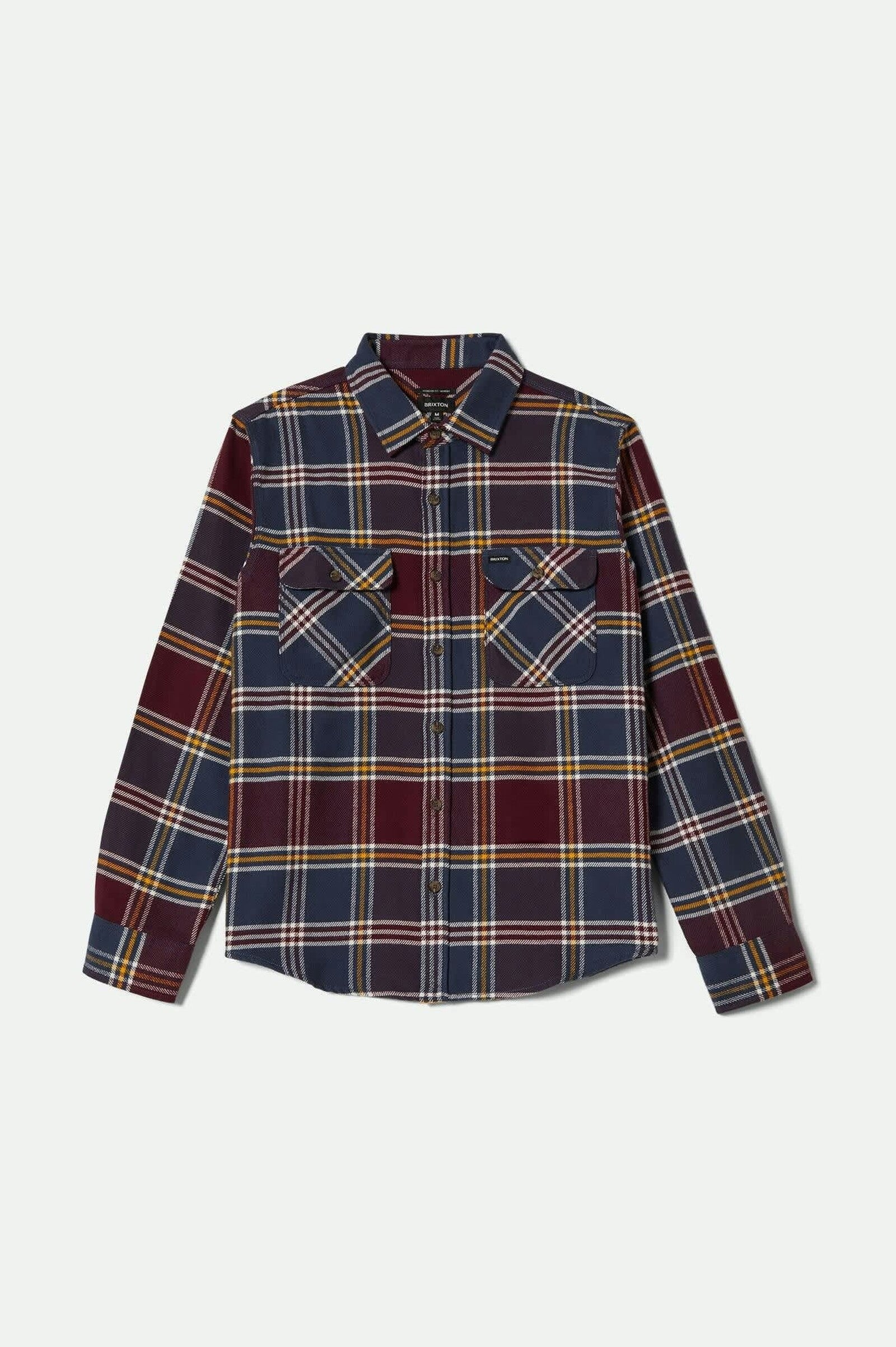 Camisa Brixton Bowery Flannel Mood Indigo/Port/Saffron