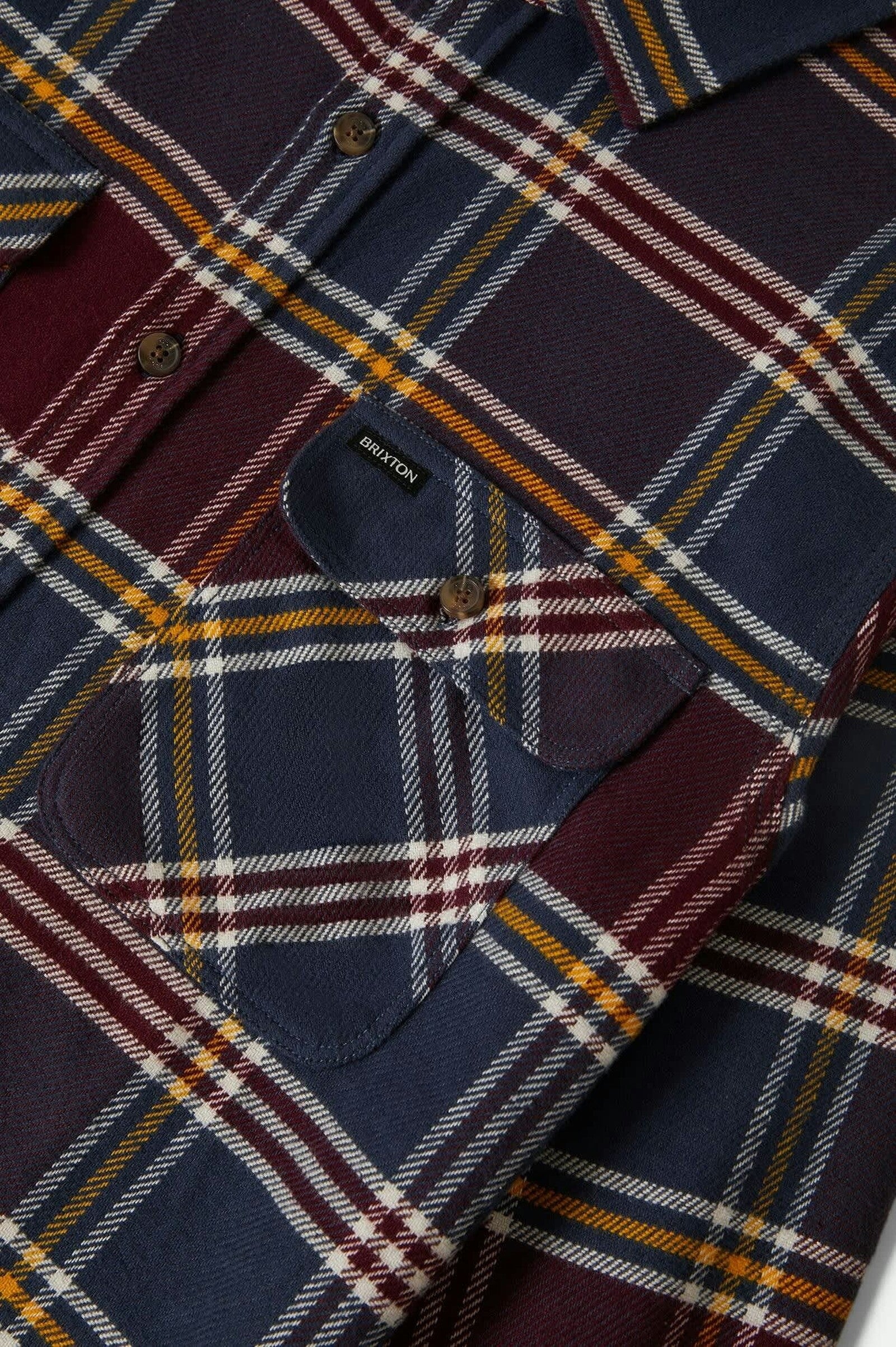 Camisa Brixton Bowery Flannel Mood Indigo/Port/Saffron