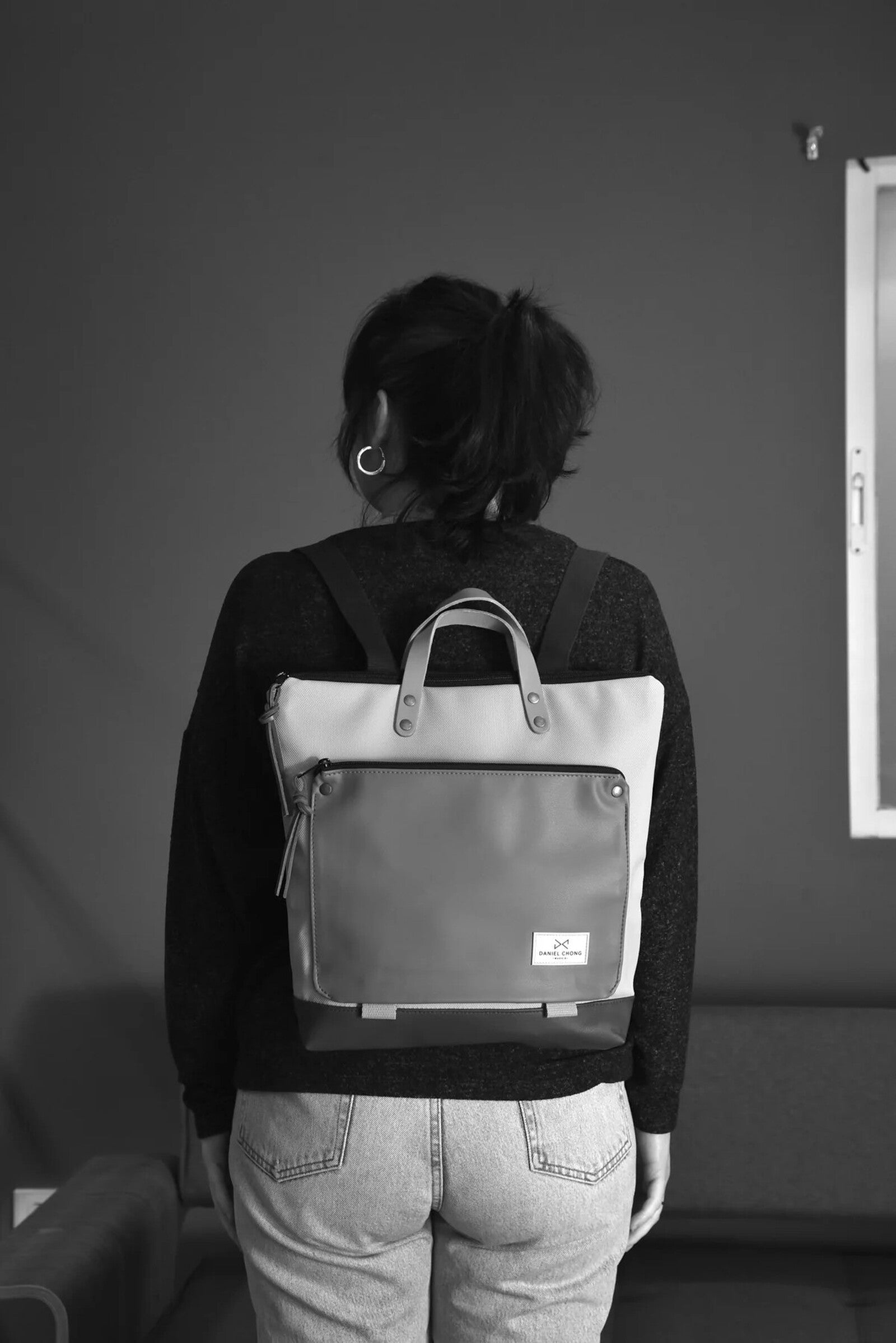 Mochila Daniel Chong Book Holder Cuadrada impermeable DZ con bolsillo negro