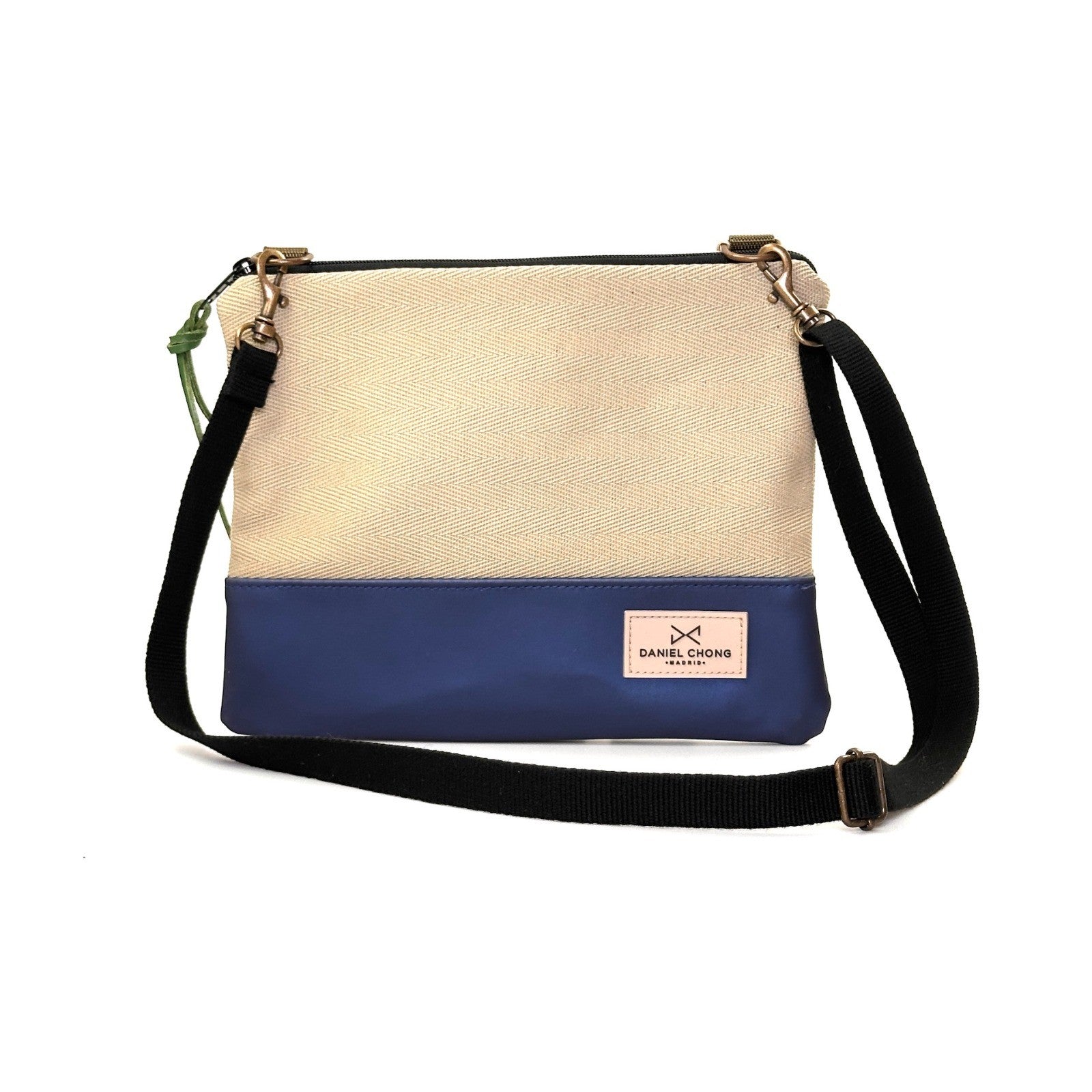 Bandolera Daniel Chong Mini Cuadrada loneta con amarillo