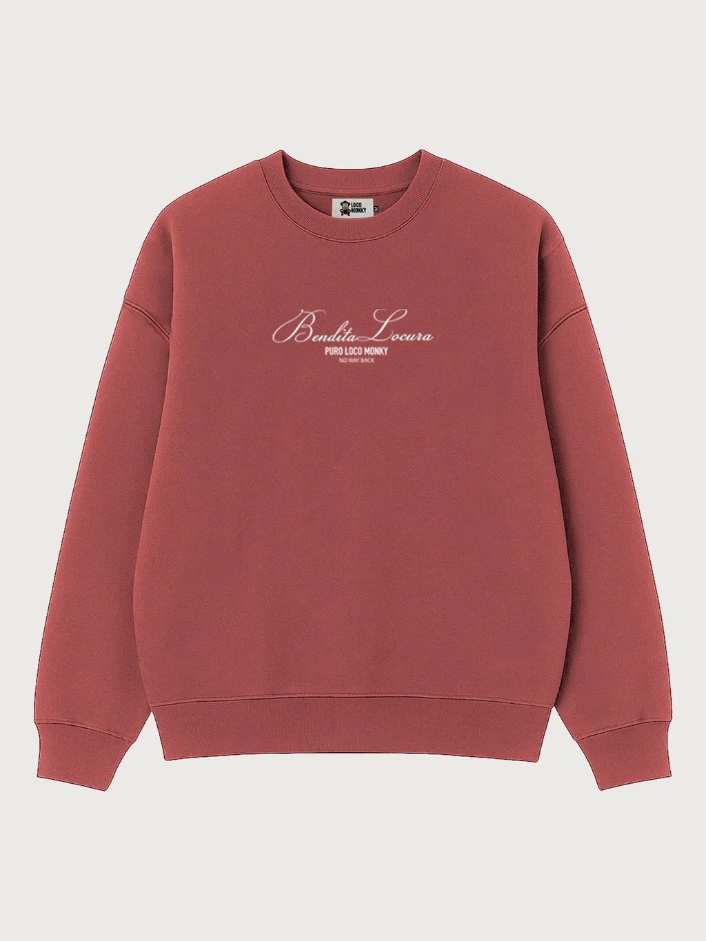 Sudadera Loco Monky Bendita Locura Oversize Vino
